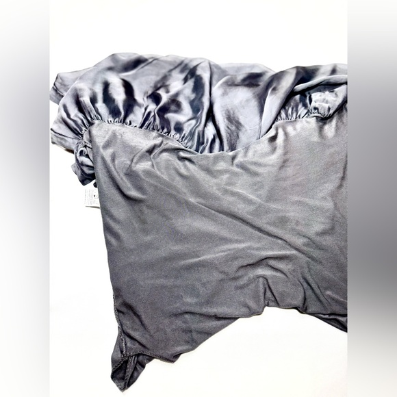 Silk Mixed 30% Viscose Elegant Sheer Gray Blouse - Picture 7 of 10